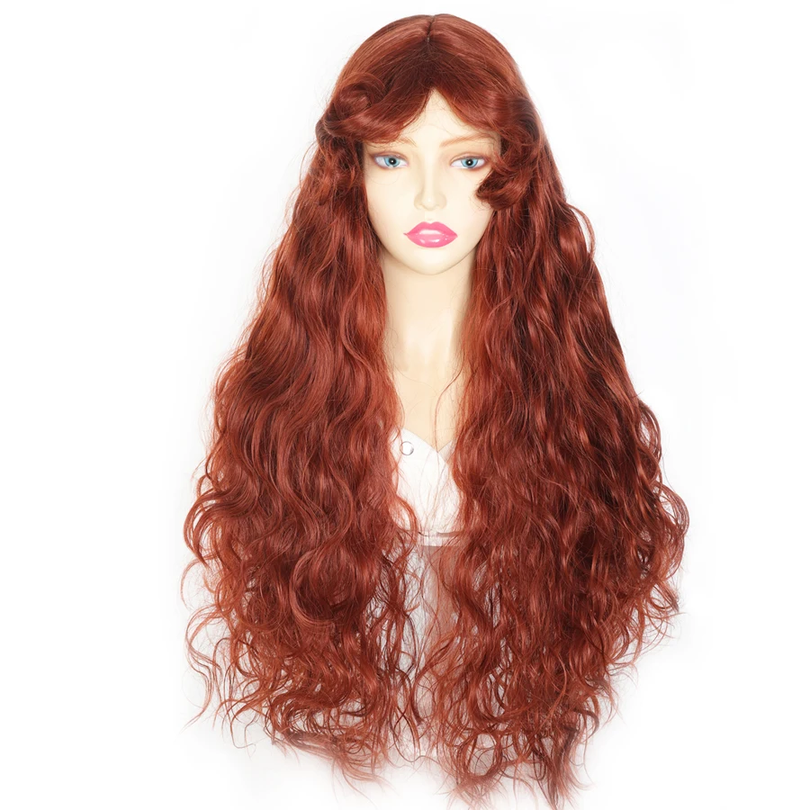 

Long synthetic curly wave 350 color wig with middle part bang Fluffy Retro wave Roll Long wig cosplay hair