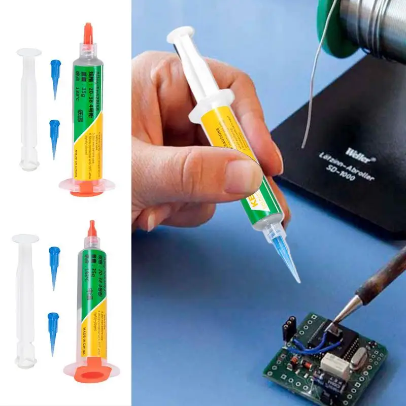Solder Flux No-Clean Solder Paste 35g Solder Paste Syringe Stainless Steel Flux BGA Syringe Tin transparent Soldering Tool
Solder Flux No-Clean Solder Paste 35g Solder Paste Syringe Stainless Steel Flux BGA Syringe Tin transparent Soldering Tool