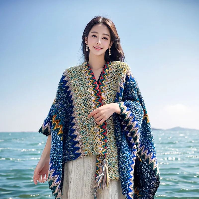 WeHello-Ethnic Poncho for Women, Soft Knitted , Stripe Tassel Cardigan, Shawl Coat, Overlays, Rosita Cape, Dropship
WeHello-Ethnic Poncho for Women, Soft Knitted , Stripe Tassel Cardigan, Shawl Coat, Overlays, Rosita Cape, Dropship