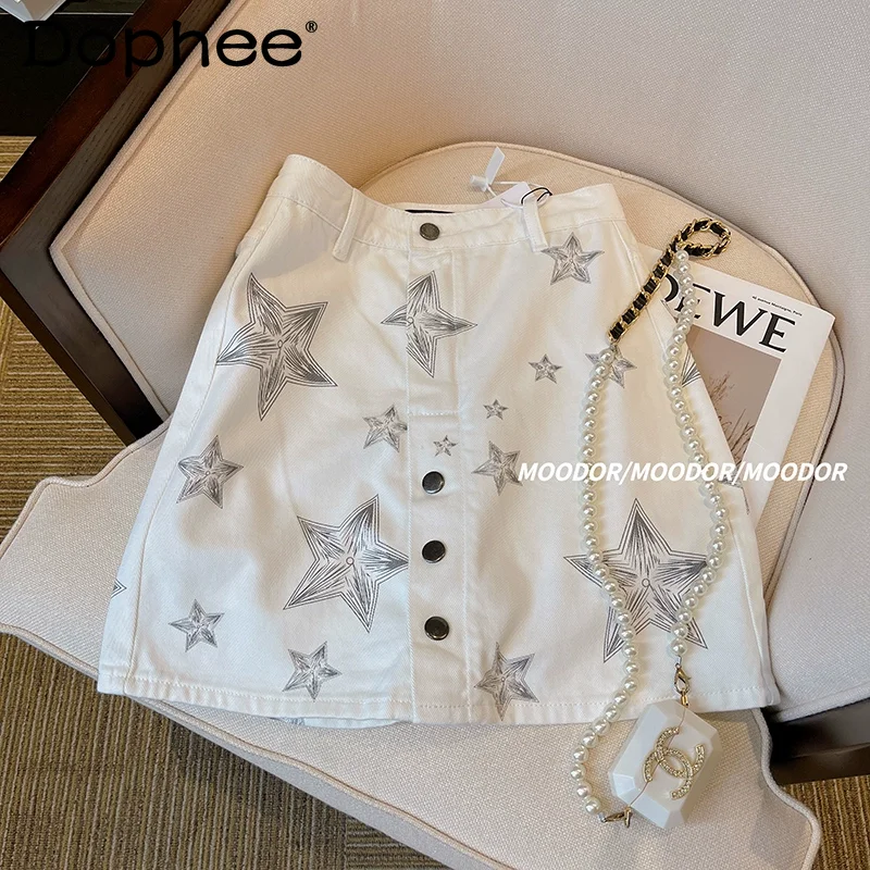 Women's Clothing 2023 Summer New High Waist Slimming Washed Denim Star Full Printed Bag Skirt One-Step Commuter A-line Skirts
Women's Clothing 2023 Summer New High Waist Slimming Washed Denim Star Full Printed Bag Skirt One-Step Commuter A-line Skirts