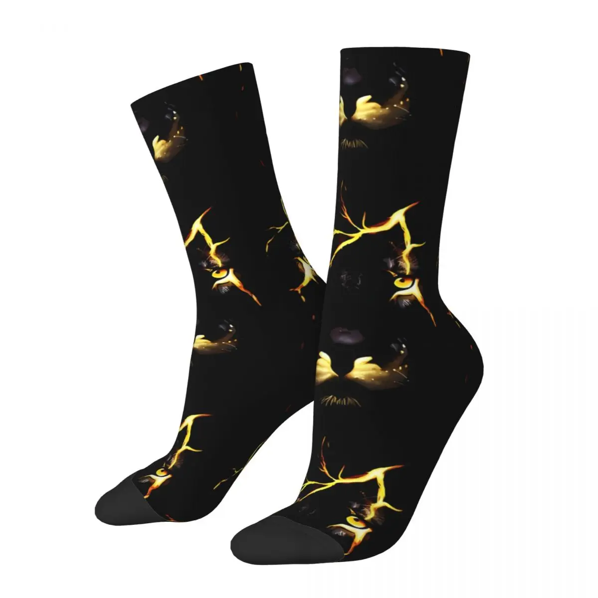 

Funny Crazy Sock for Men Classic Hip Hop Golden Lion And Damask Breathable Pattern Printed Crew Sock Casual Gift