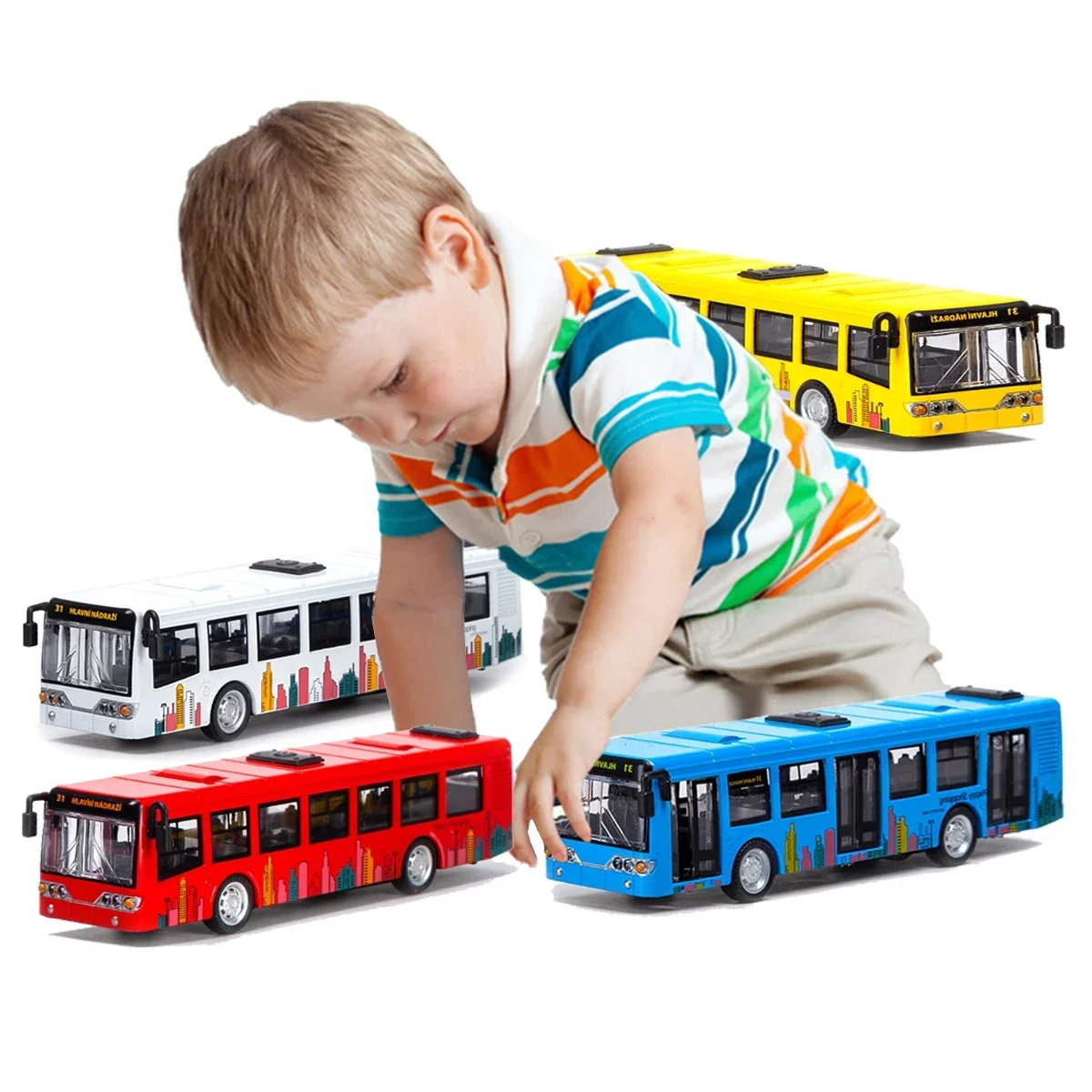 

Автомобили игрушечные 1:70, модель городского автобуса из сплава, Городской Экспресс-автобус, двойные автобусы, литые забавные автомобили с отворотом, детские подарки