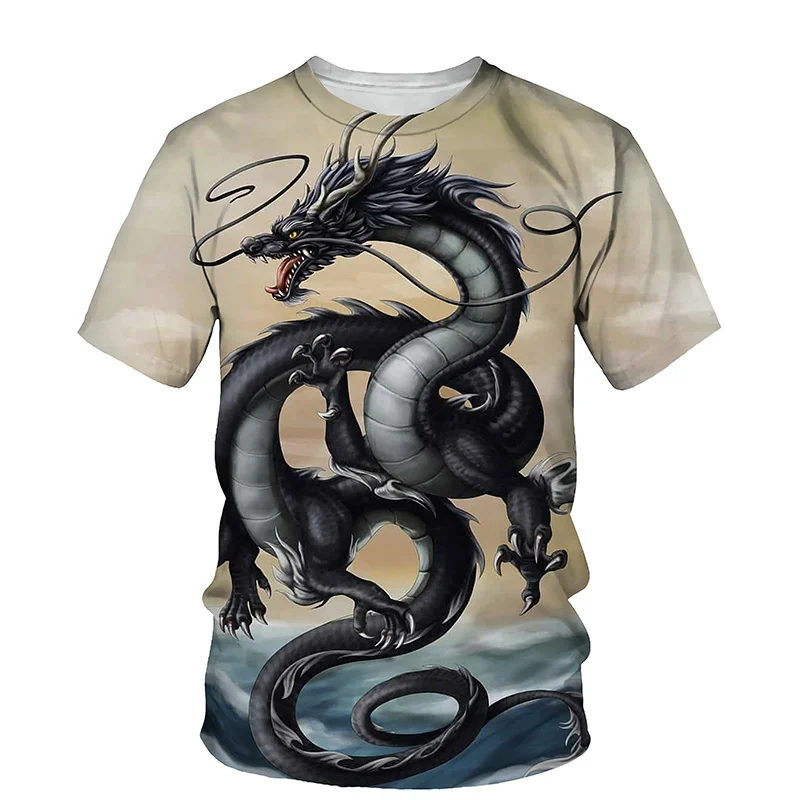 

2023 New Chinese Style Summer Fashion Animal Dragon 3d Printed T Shirt For Women Men Casual So-neck Hort-sleeved Plus Size Tops