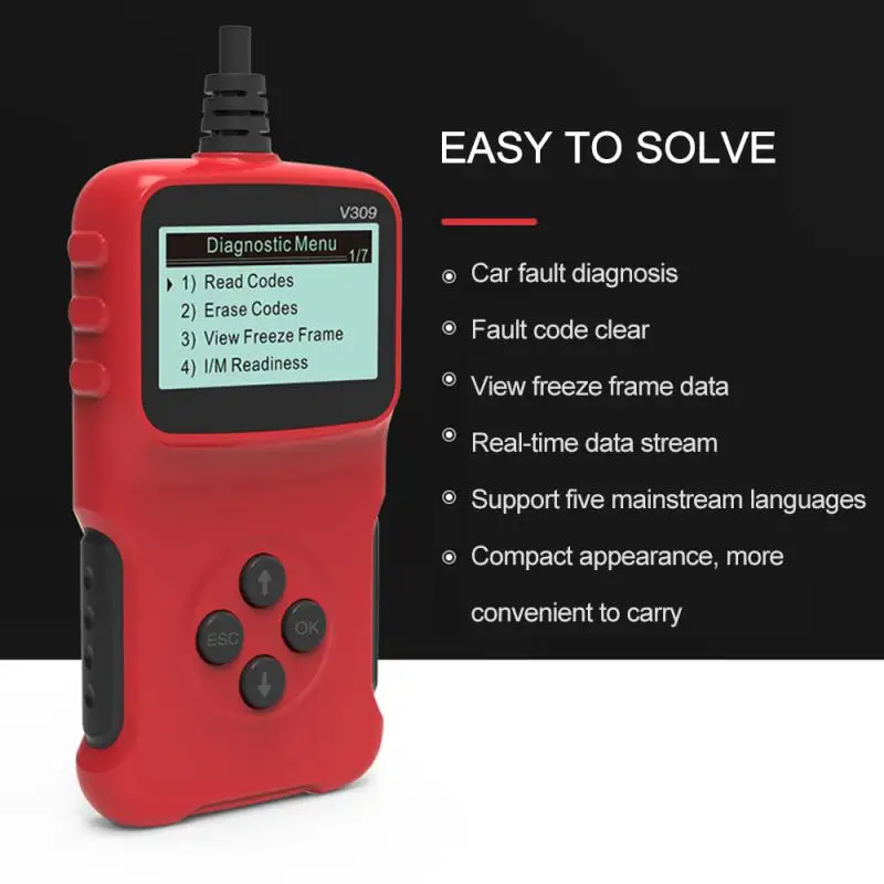 Code Reader OBD2 Scanner Car Check Engine Fault Lcd Diagnostic Tool Retrieves Vehicle Information Car Repair Tool
Code Reader OBD2 Scanner Car Check Engine Fault Lcd Diagnostic Tool Retrieves Vehicle Information Car Repair Tool