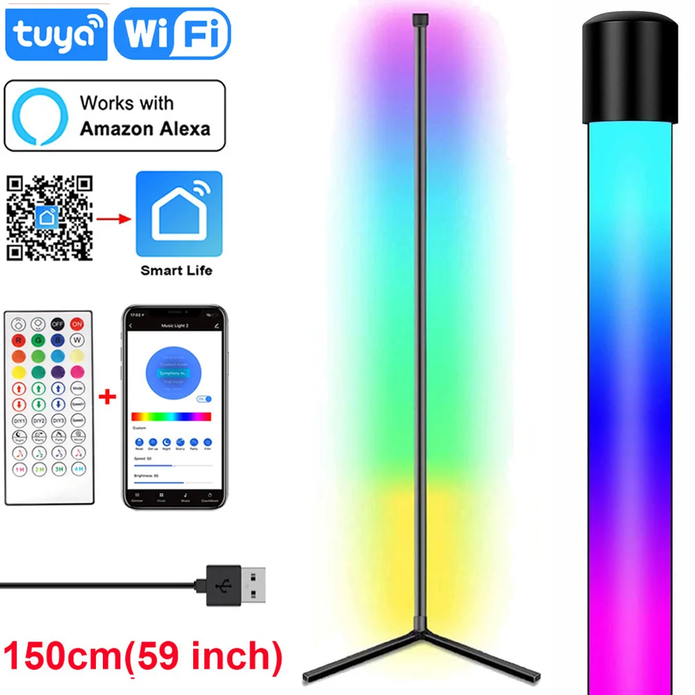 WIFI Modern Corner Floor Lamp Bluetooth Smart Lamp Mood Lighting RGB Led Lights Music Sync for Home Room Bedroom Bedside Decor WIFI Modern Corner Floor Lamp Bluetooth Smart Lamp Mood Lighting RGB Led Lights Music Sync for Home Room Bedroom Bedside Decor