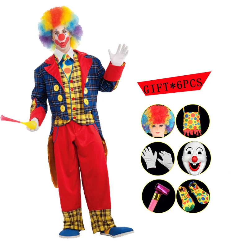 Adult Men Women Circus Clown Costume With Mask Shoes Wig Blowing Dragon Clown Funny Carnival Costume
Adult Men Women Circus Clown Costume With Mask Shoes Wig Blowing Dragon Clown Funny Carnival Costume