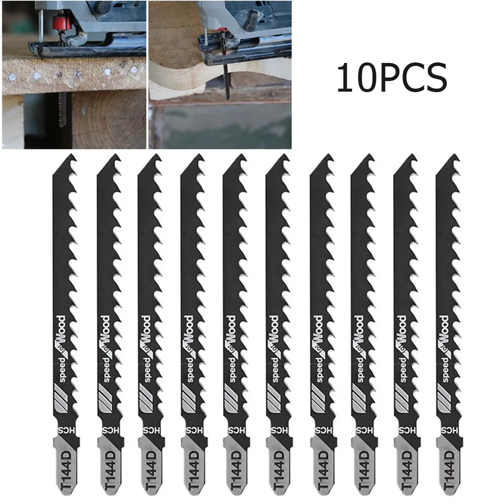 

10-Pack T-Handle Jig Saw Blade Set Clean Fast Cutting Blades Countertop Wood Metal Cutting Power Tool HCS/HSS DIY For Plastic