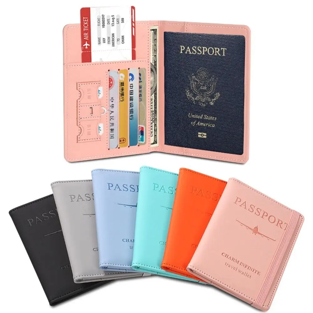 

With RFID PU Leather Passport Holder Passport Package Certificate Storage Bag Passport Protective Cover Ticket Holder Card Case