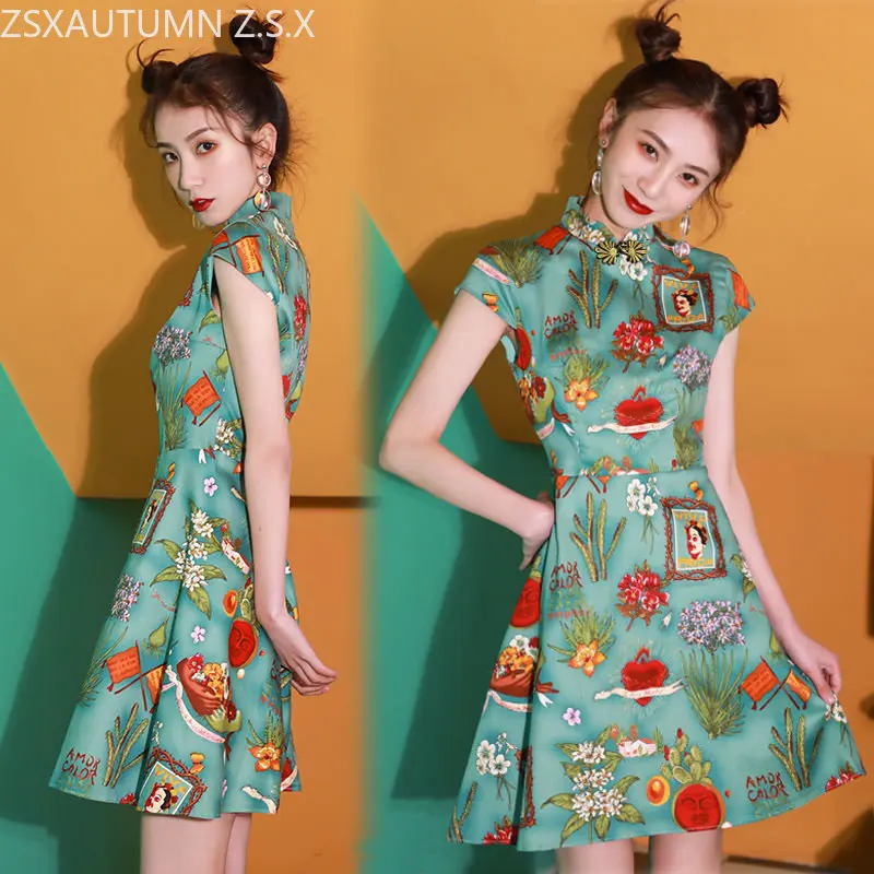 Chinese Style Fashion Summer Slim Qipao Women Modern Dress Hanfu Ethnic Vintage Traditional Female Improve Printing Cheongsam
Chinese Style Fashion Summer Slim Qipao Women Modern Dress Hanfu Ethnic Vintage Traditional Female Improve Printing Cheongsam