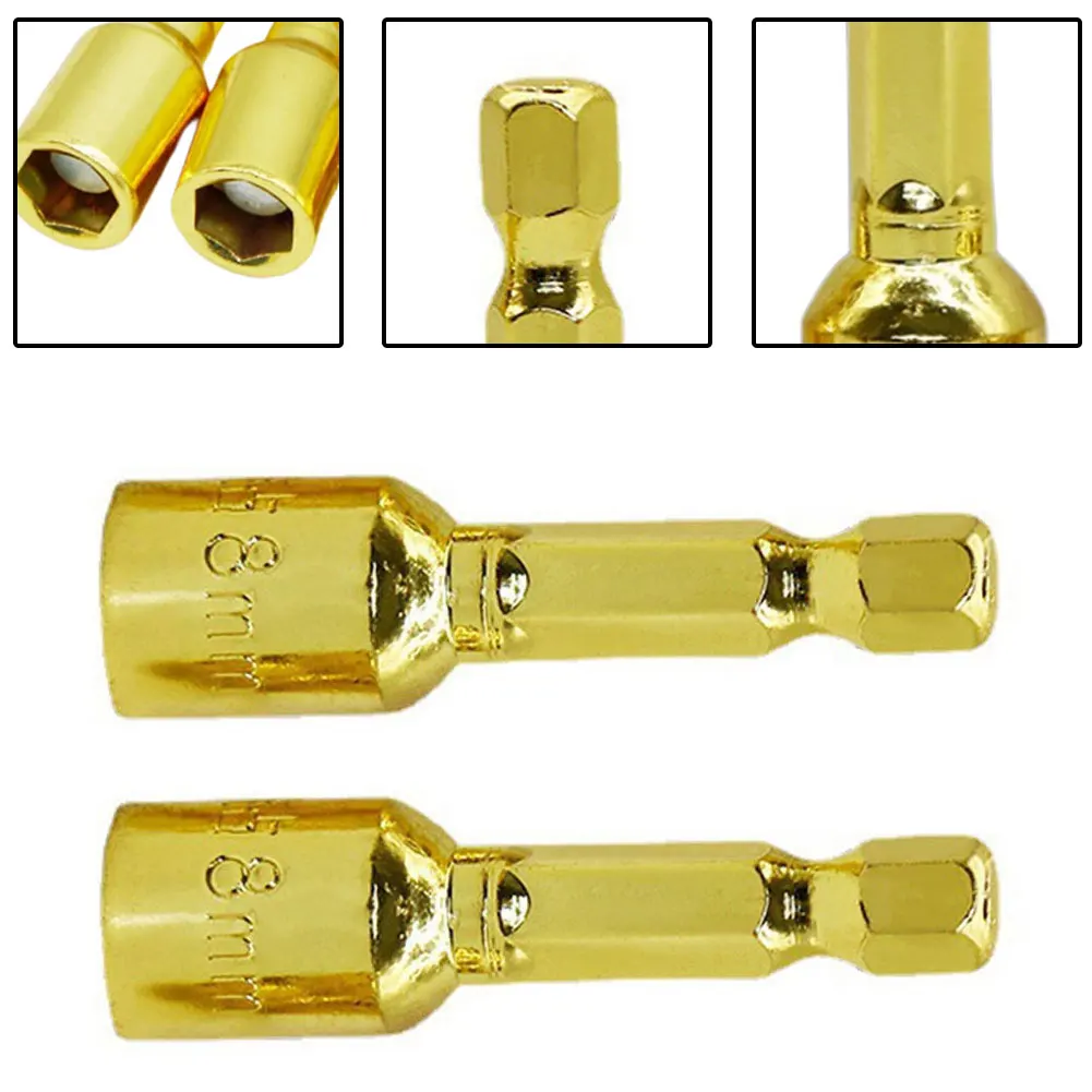 

2pcs 8mm Magnetic Nut Screwdriver Socket Bit Hand Drill 1/4inch Hex Shank Driver Adapter For Electric Screwdrivers Hand Tools