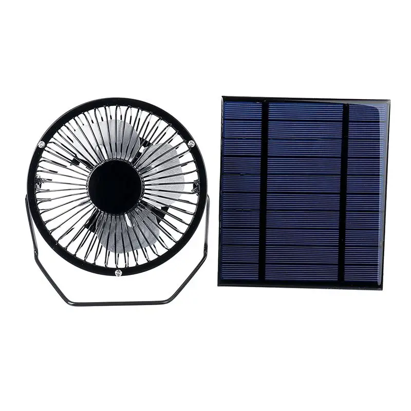 

2.5W 5V Solar Powered Panel Fan 4 Inch USB Cooling Fan Power Bank Fan For Home Office Outdoor Traveling Cooling Ventilation Fan