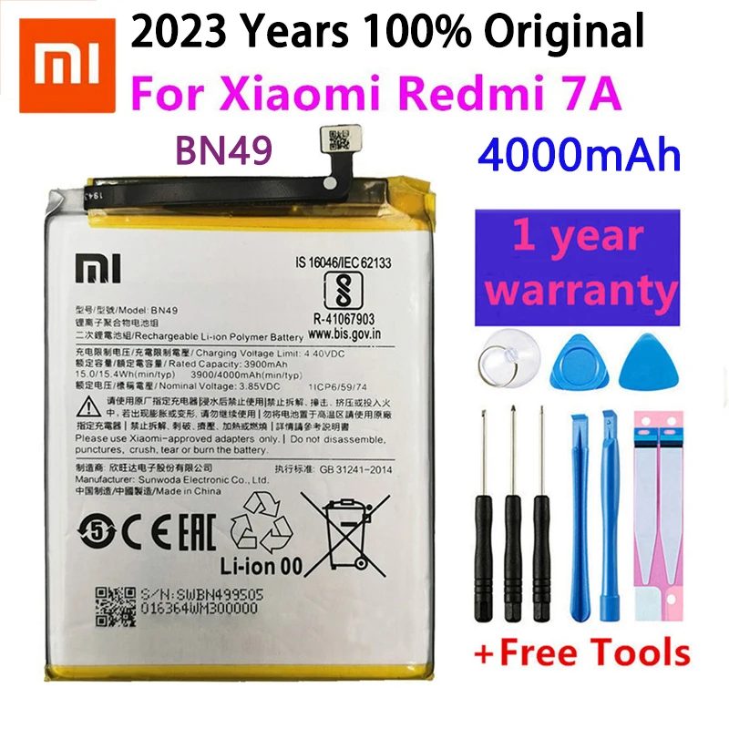 Xiao Mi Original BN49 Battery For Xiaomi Redmi 7A Genuine Replacement Phone Battery 4000mAh With Free Tools
Xiao Mi Original BN49 Battery For Xiaomi Redmi 7A Genuine Replacement Phone Battery 4000mAh With Free Tools