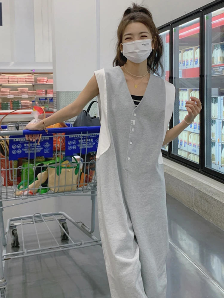 Japan Style Printing Single Breasted Sleeveless V-neck Gray Jumpsuit For Women 2022 Summer Female Fashion Clothing G149
Japan Style Printing Single Breasted Sleeveless V-neck Gray Jumpsuit For Women 2022 Summer Female Fashion Clothing G149