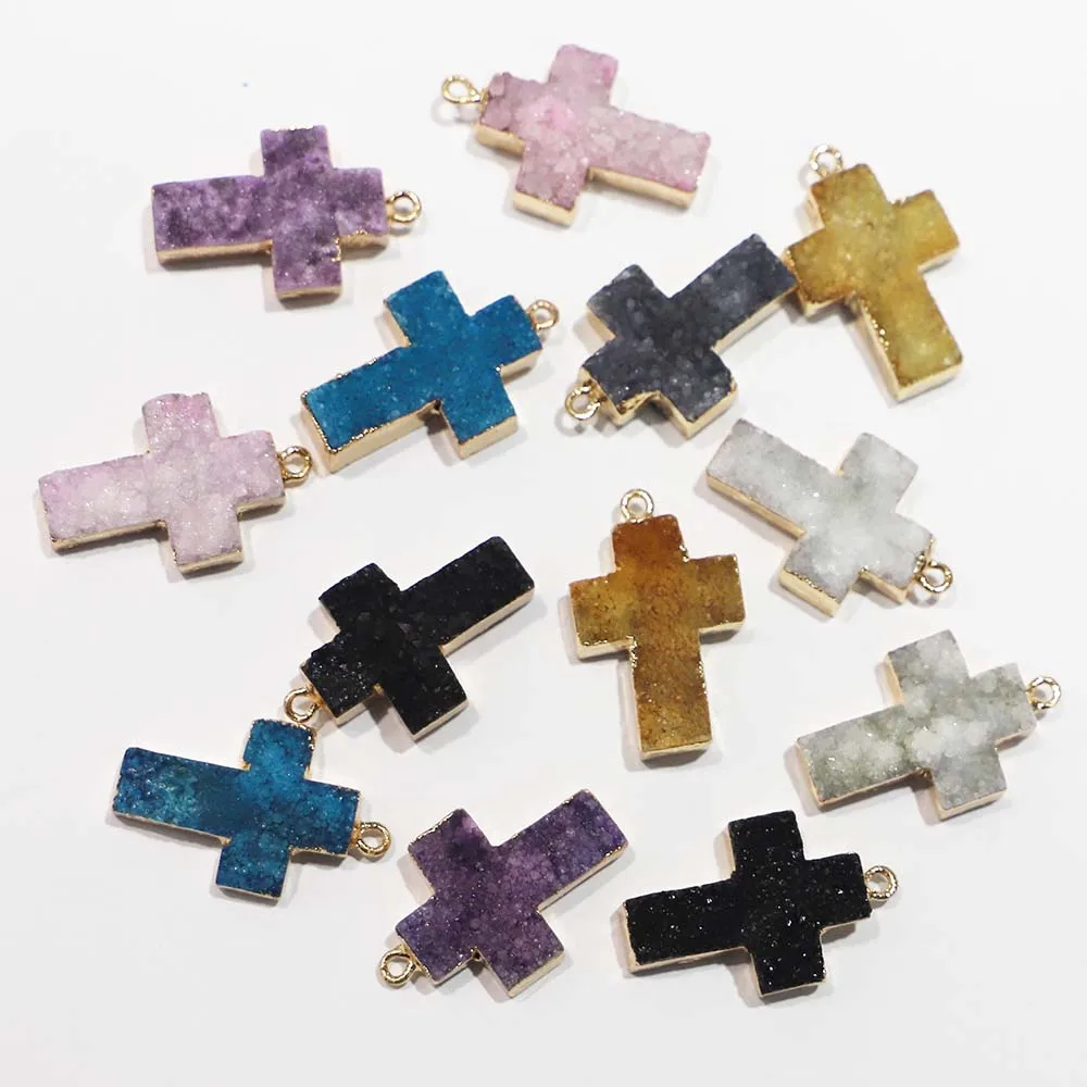 Brand New Natural Stone Multicolor Agate Cross Druzy Necklace Pendant Men Women Unisex DIY Fashion Jewelry Making Wholesale 6Pcs
Brand New Natural Stone Multicolor Agate Cross Druzy Necklace Pendant Men Women Unisex DIY Fashion Jewelry Making Wholesale 6Pcs
