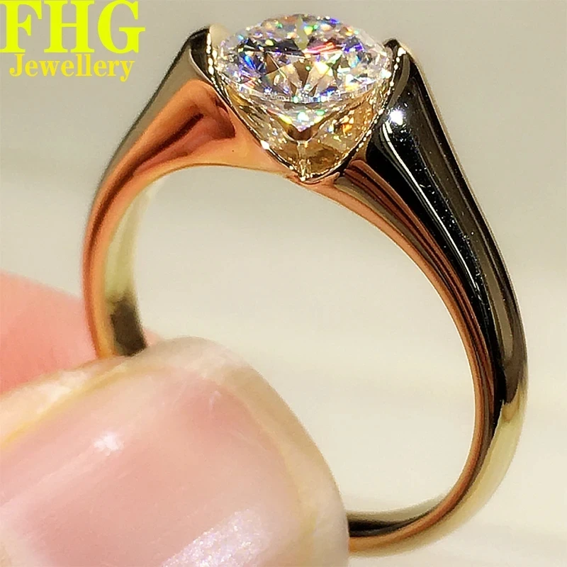 

1 2 3 4 5 карат твердое Au375 9K желтое золото кольцо DVVS Муассанит Бриллианты круглое обручальное кольцо для свадьбы вечеринки юбилея