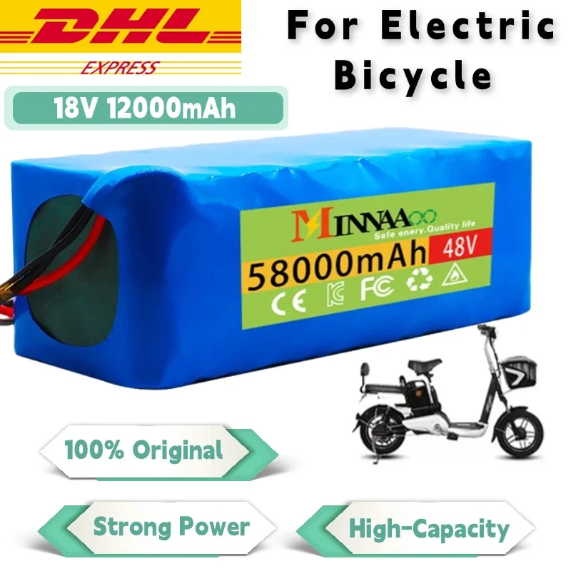 High Capacity 48V 100mAh 1000w 13S3P XT60 Lithium ion Battery Pack For 54.6v E-bike Electric bicycle Scooter with BMS+charger
High Capacity 48V 100mAh 1000w 13S3P XT60 Lithium ion Battery Pack For 54.6v E-bike Electric bicycle Scooter with BMS+charger