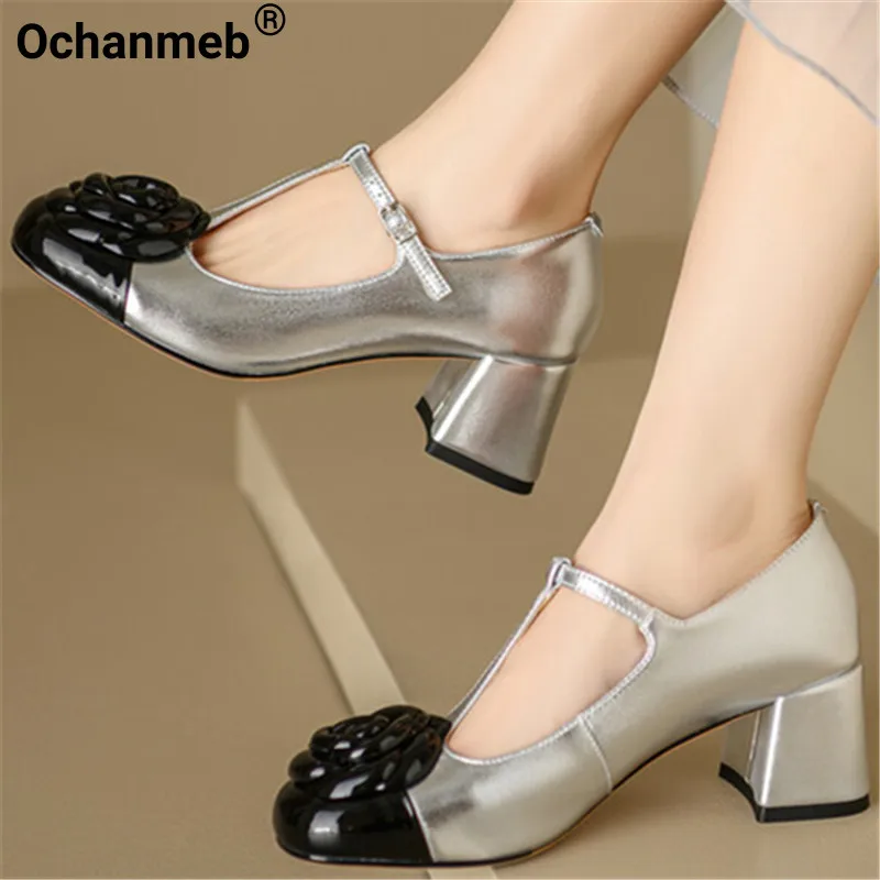 Ochanmeb Genuine Leather T-strap Mary Jane Buckle Shoes Women Designer Flower Chunky Block Heel Pumps High-heeled Mix-color Shoe
Ochanmeb Genuine Leather T-strap Mary Jane Buckle Shoes Women Designer Flower Chunky Block Heel Pumps High-heeled Mix-color Shoe