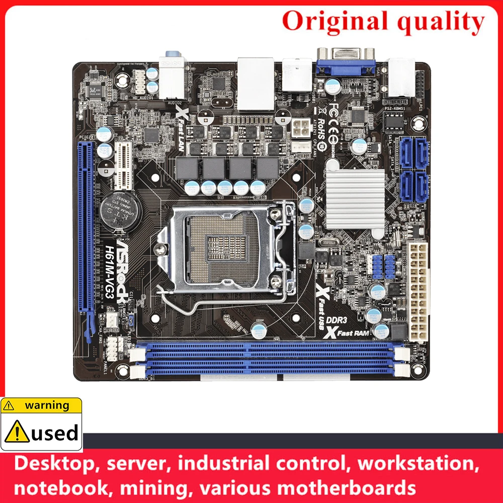

Используется для материнских плат ASROCK H61M-VG3 LGA 1155 DDR3 16 ГБ M-ATX для десктопной платы Intel H61 SATA II USB2.0
