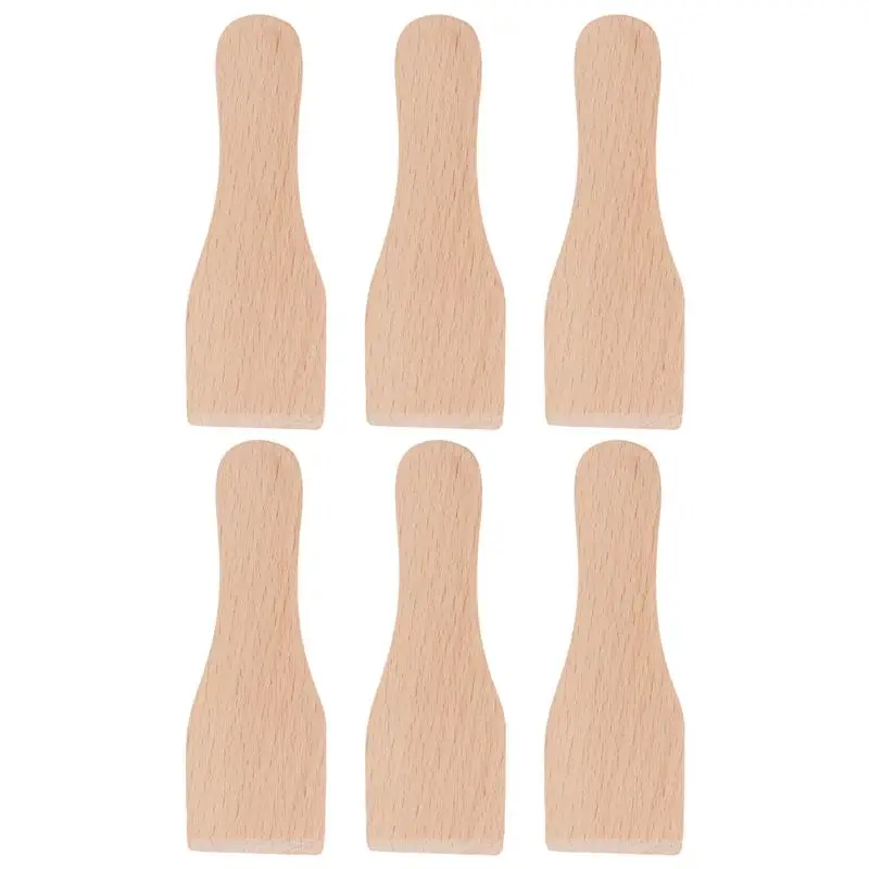 

6Pcs Small Wooden Cookie Spatula Restaurant Safe Smooth Pizza Cheese Scraper Squeegee Silicone Kitchen