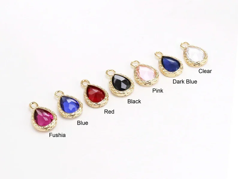 

6pcs Faceted Drop Crystal Earring Charms, Teardrop Necklace Pendant, Gold Tone, 15x9.2mm, Jewelry Making RP192
