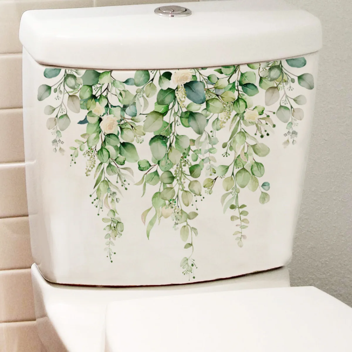 

1PC Toilet Stickers Plants Leaf Decorative Wall Stickers Self-adhesive Wallpaper WC Living Room Cabinet Home Decoration Decals