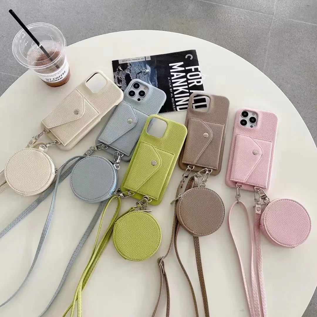 

Lychee Leather Pattern Card Wallet Headphone Diagonal Span Protective Phone Case for iPhone 15 14 13 12 11 Pro Max XS Max XS XR