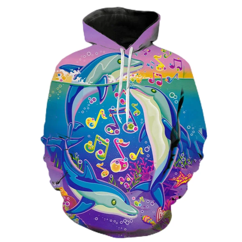 

Colorful Designer Lisa Frank Graphic Sweatshirts Cartoon Unicorn Dolphin 3D Printed Girls Hoodie Fashion Kids Pullovers Boy Tops