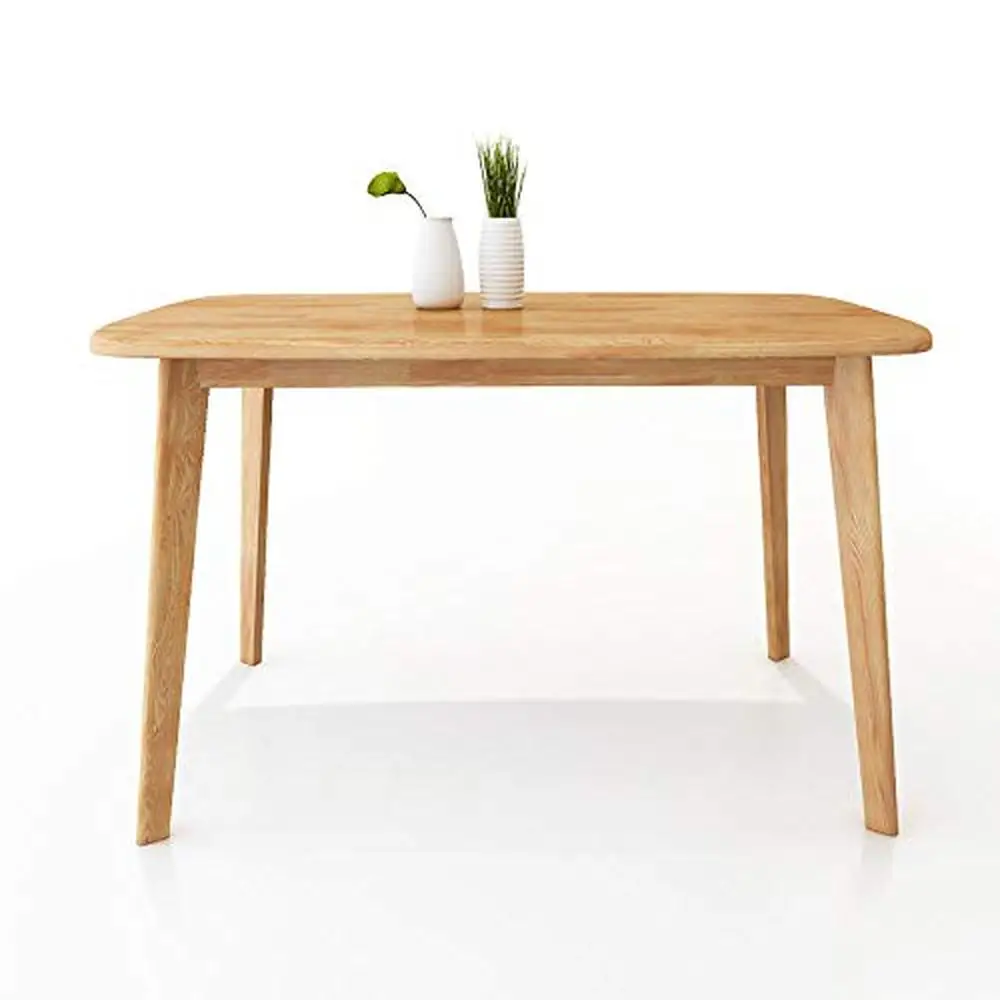 

Обеденный стол из массива дерева, рабочий стол, 47 дюймов, письменный стол из прорезиненной древесины с изогнутыми стульями из ткани, прочный и портативный, натуральный