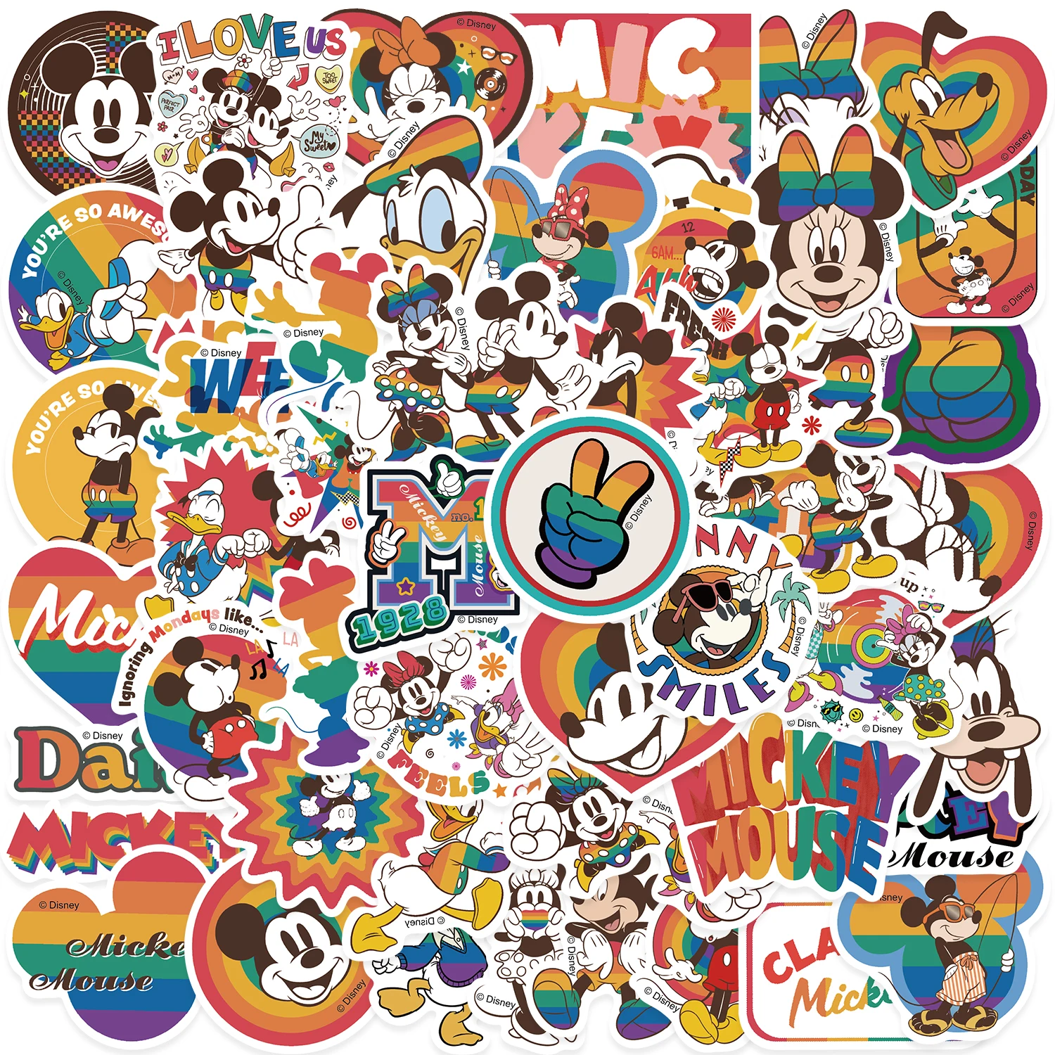 50PCS Rainbow Colorful Mickey Stickers DIY Diary Laptop Luggage Skateboard Graffiti Cute Cartoon Decals Classic Toy Sticker
50PCS Rainbow Colorful Mickey Stickers DIY Diary Laptop Luggage Skateboard Graffiti Cute Cartoon Decals Classic Toy Sticker