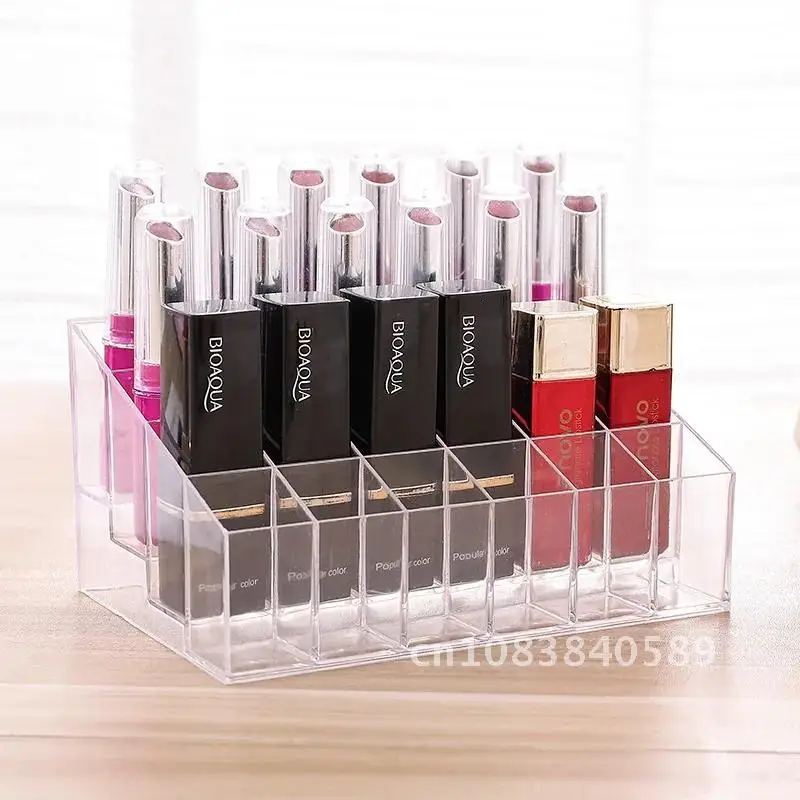 

Acrylic Makeup Organizer Storage Box 24 Grid Lipstick Nail Polish Display Stand Holder Cosmetic Organizer Box Lipstick