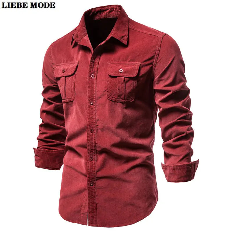 Single Breasted 100% Cotton Men's Shirt Business Casual Red Brown Yellow Grey Corduroy Men Shirts Autumn Winter Slim Shirt Men
Single Breasted 100% Cotton Men's Shirt Business Casual Red Brown Yellow Grey Corduroy Men Shirts Autumn Winter Slim Shirt Men