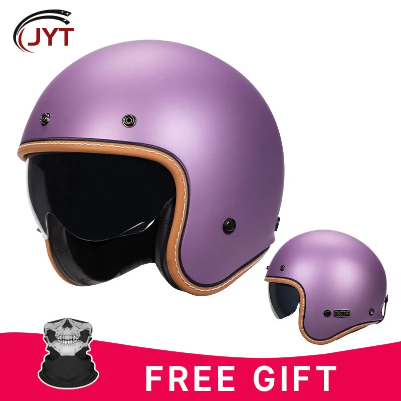 

Open Face Motorcycle Helmet TT&COCASCOS Retro 3/4 Jet Cafe Racer Helmet Vintage Racing Half Face Helm Classic Cascos Para Motos