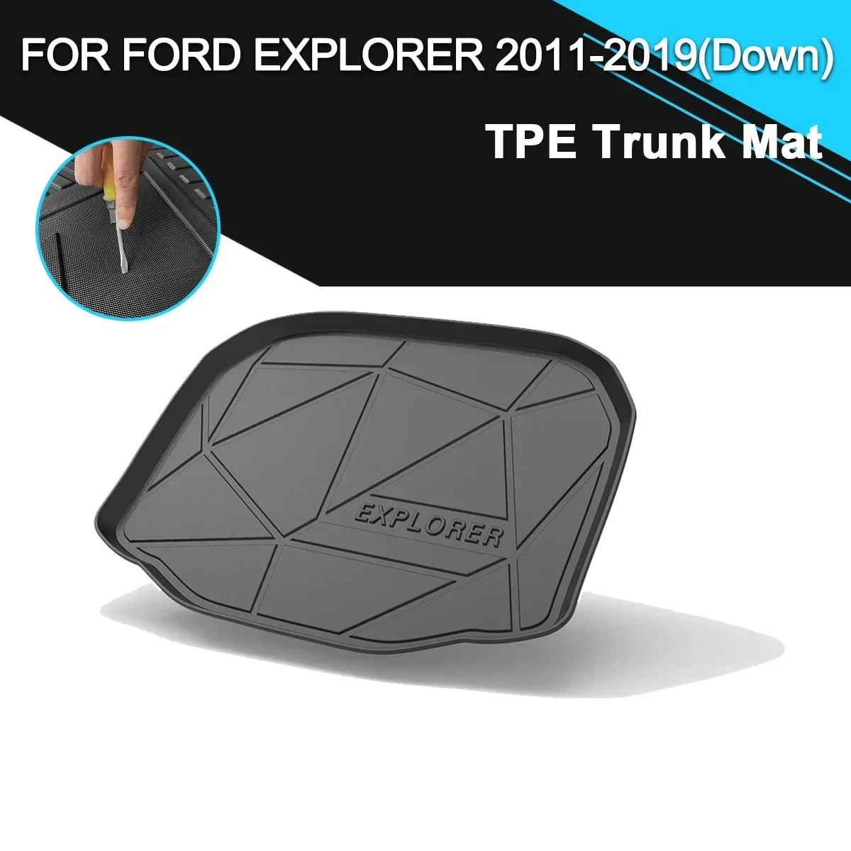 

Car Rear Trunk Cover Mat Non-Slip Waterproof Rubber TPE Cargo Liner Accessories For Ford Explorer 2011-2019(Down)