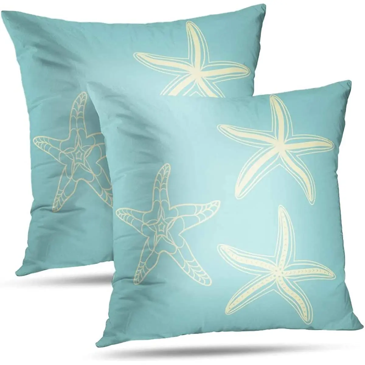 

Sky Blue Starfish Throw Pillow Cover Couch Pillows Coastal Beach Nautical Pillow Case Teal Ocean Nautical Farmhouse Decor