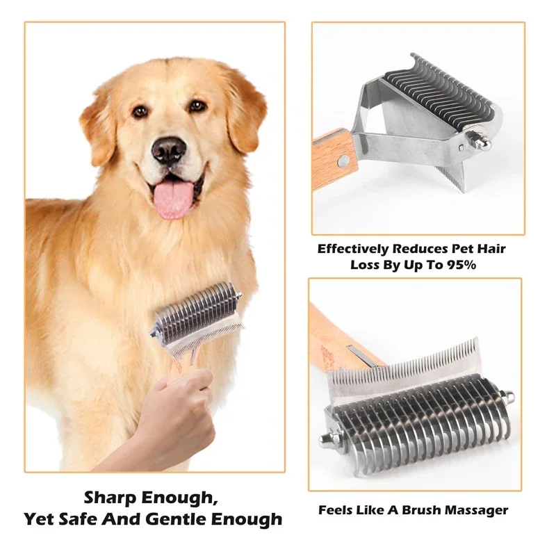 3-in-1 Deshedding Dog Rake BrushComfortable Handle Dematting Comb Removes Hair Tangle Rounded-end Blade
3-in-1 Deshedding Dog Rake BrushComfortable Handle Dematting Comb Removes Hair Tangle Rounded-end Blade