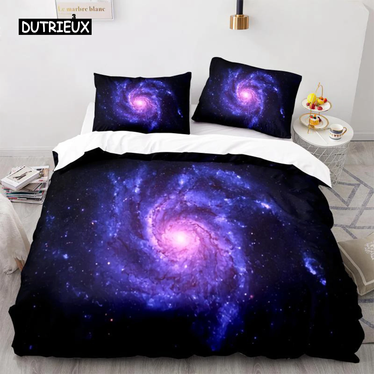 

Starry Sky Duvet Cover Twin Size Universe Decor Twin Bedding Set Microfiber Outer Space Theme Milky Way Galaxy Comforter Cover