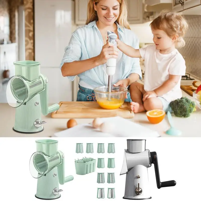 

Portable Rotary Cheese Grater Manual Vegetable Cutter Slicer Roller Multifunctional With Handle Potato Chopper Kitchen Gadgets