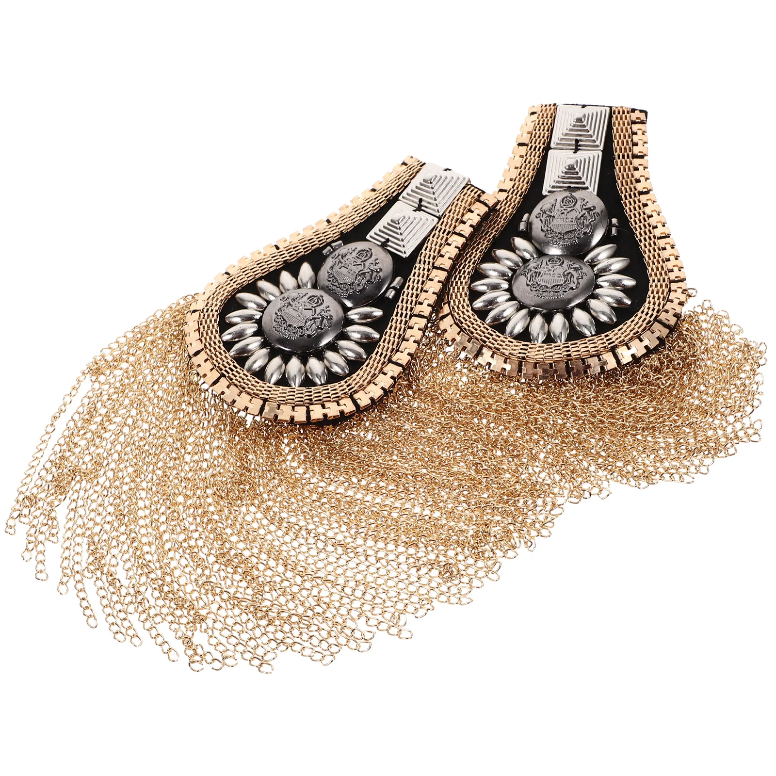 2pcs Metal Tassel Epaulettes Punk Shoulder Tassel Shoulder Tassel Rivet Epaulettes for Clothes Decoration ( Golden )
2pcs Metal Tassel Epaulettes Punk Shoulder Tassel Shoulder Tassel Rivet Epaulettes for Clothes Decoration ( Golden )