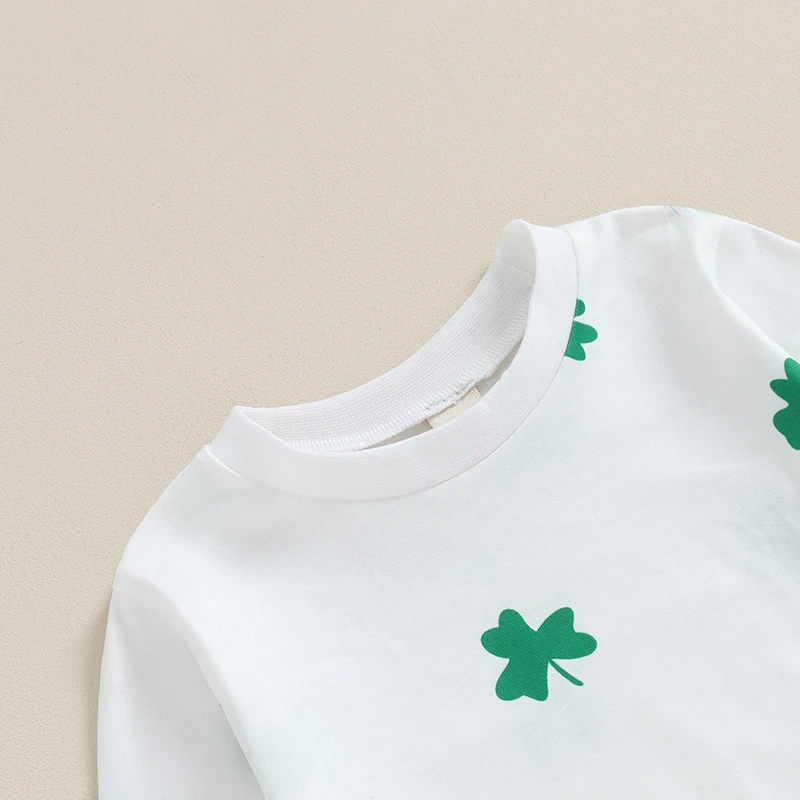 Newborn Baby Boy St Patricks Day Outfits Long Sleeve Four Leaf Clover Print Sweatshirt Green Casual Pants Sets 2Pcs Set
Newborn Baby Boy St Patricks Day Outfits Long Sleeve Four Leaf Clover Print Sweatshirt Green Casual Pants Sets 2Pcs Set