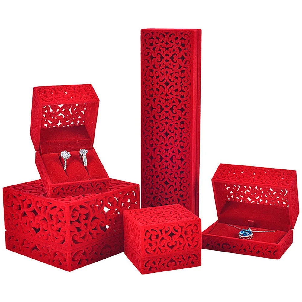 New Hollow Red Velvet Jewelry Box Rings Earrings Bracelet Necklace Pendant Display Proposal Wedding Jewelry Gift Packaging Cases
New Hollow Red Velvet Jewelry Box Rings Earrings Bracelet Necklace Pendant Display Proposal Wedding Jewelry Gift Packaging Cases