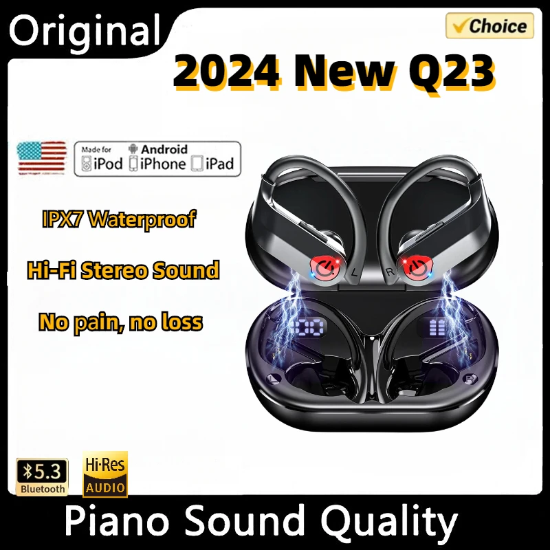 Q23 Wireless Bluetooth Earbuds 5.3 Sports EarBuds with Earhooks Long Playtime Wireless Headphones for Workout Waterproof
Q23 Wireless Bluetooth Earbuds 5.3 Sports EarBuds with Earhooks Long Playtime Wireless Headphones for Workout Waterproof