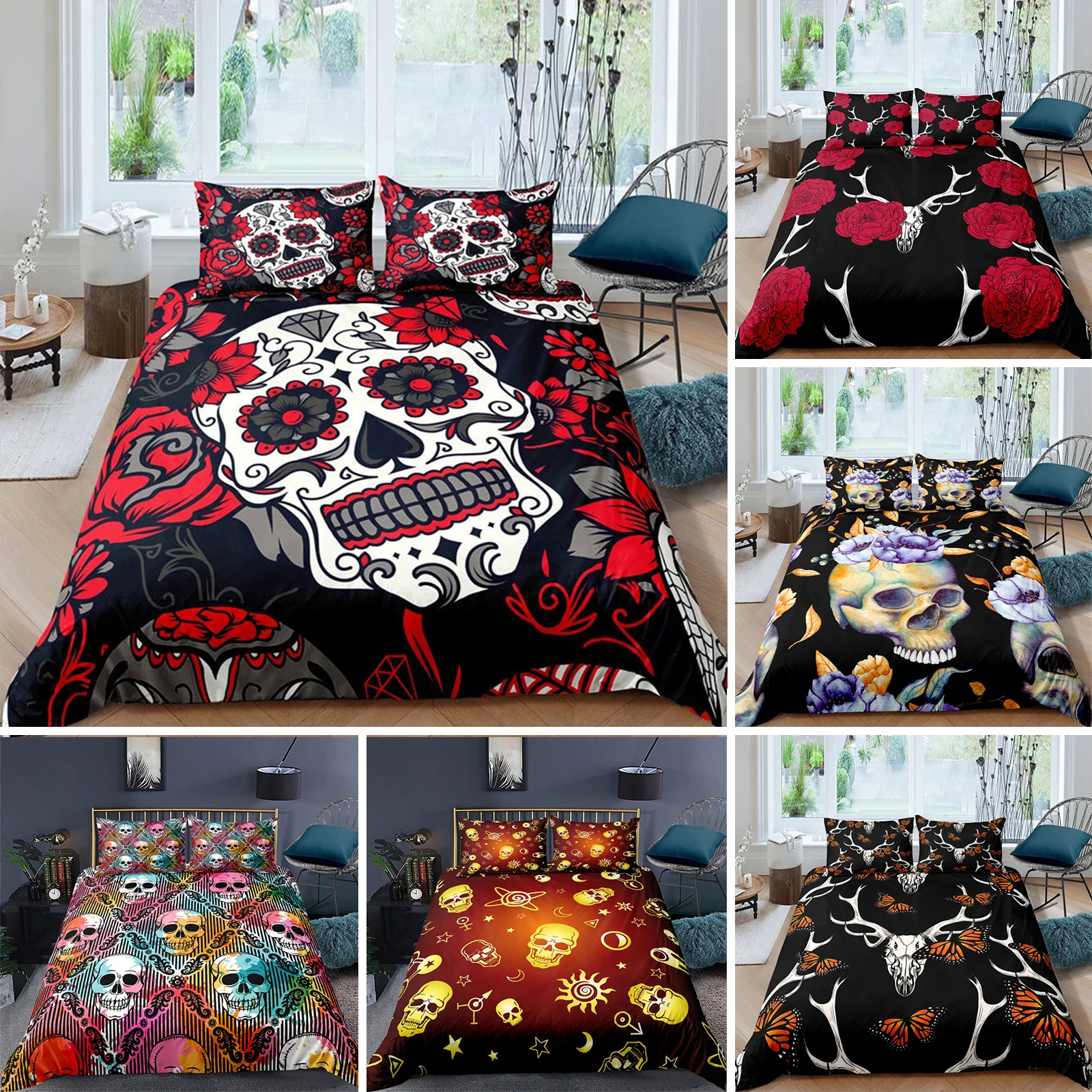 3D Printed Gothic Skull Bedding Set Duvet Cover Bedroom Comforter Covers Single Twin King Size Quilt Cover Home Textile 2/3PCS
3D Printed Gothic Skull Bedding Set Duvet Cover Bedroom Comforter Covers Single Twin King Size Quilt Cover Home Textile 2/3PCS