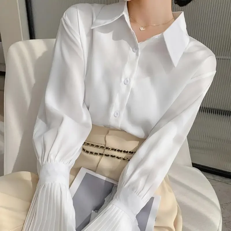 White Elegant Blouses Women Korean Style Spring Shirts Flare Long Sleeve Office Ladies Vintage Aesthetic Tops Chic Fashion
White Elegant Blouses Women Korean Style Spring Shirts Flare Long Sleeve Office Ladies Vintage Aesthetic Tops Chic Fashion