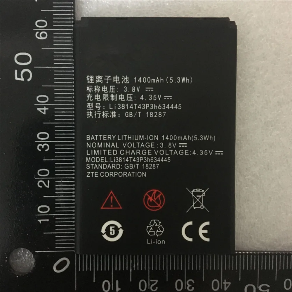 3.8V 1400mAh Li3814T43P3h634445 For ZTE Blade L110 A112 V815W For MTC Smart Start Battery
3.8V 1400mAh Li3814T43P3h634445 For ZTE Blade L110 A112 V815W For MTC Smart Start Battery
