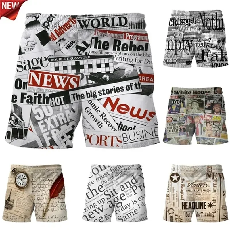 3D Printed Personality Newspaper Pattern Beach Shorts For Men Casual Breathable Vintage Surf Shorts Hip-hop Men Swim Trunks
3D Printed Personality Newspaper Pattern Beach Shorts For Men Casual Breathable Vintage Surf Shorts Hip-hop Men Swim Trunks