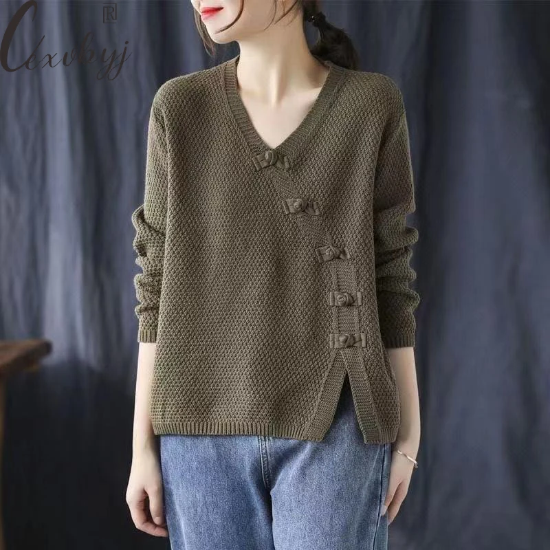 Fall Winter Vintage Button Sweater Women Oversized Casual Knitted Pullover Loose Soft Knitwear Long Sleeve Bottoming Sueter Top
Fall Winter Vintage Button Sweater Women Oversized Casual Knitted Pullover Loose Soft Knitwear Long Sleeve Bottoming Sueter Top