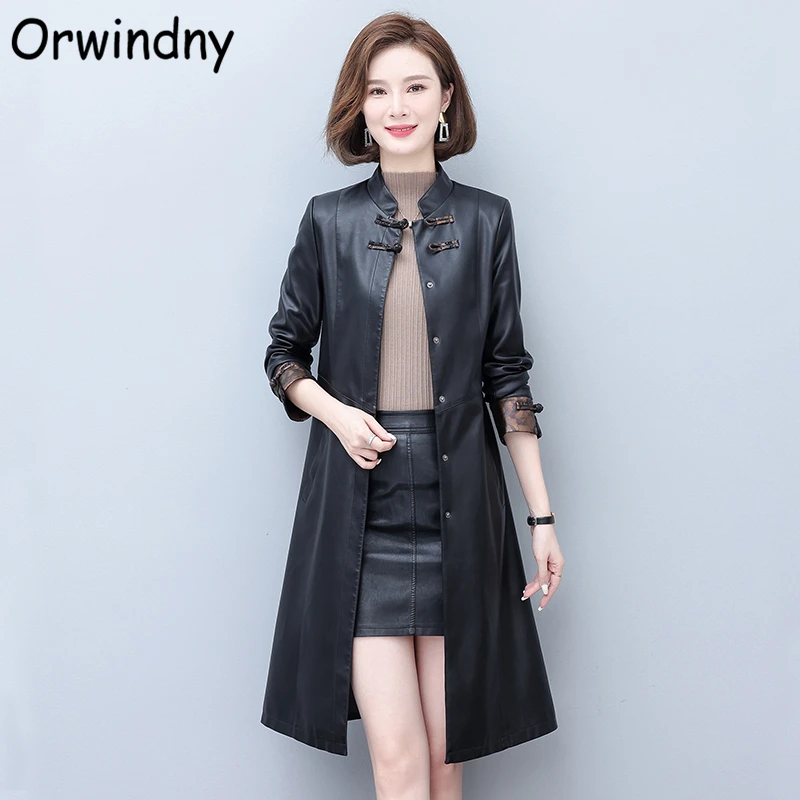 Leather Trench Women Autumn High Quality Long Leather Coat Female Office Lady Spring Jackets Faux Leather Suede Jaqueta Orwindny
Leather Trench Women Autumn High Quality Long Leather Coat Female Office Lady Spring Jackets Faux Leather Suede Jaqueta Orwindny