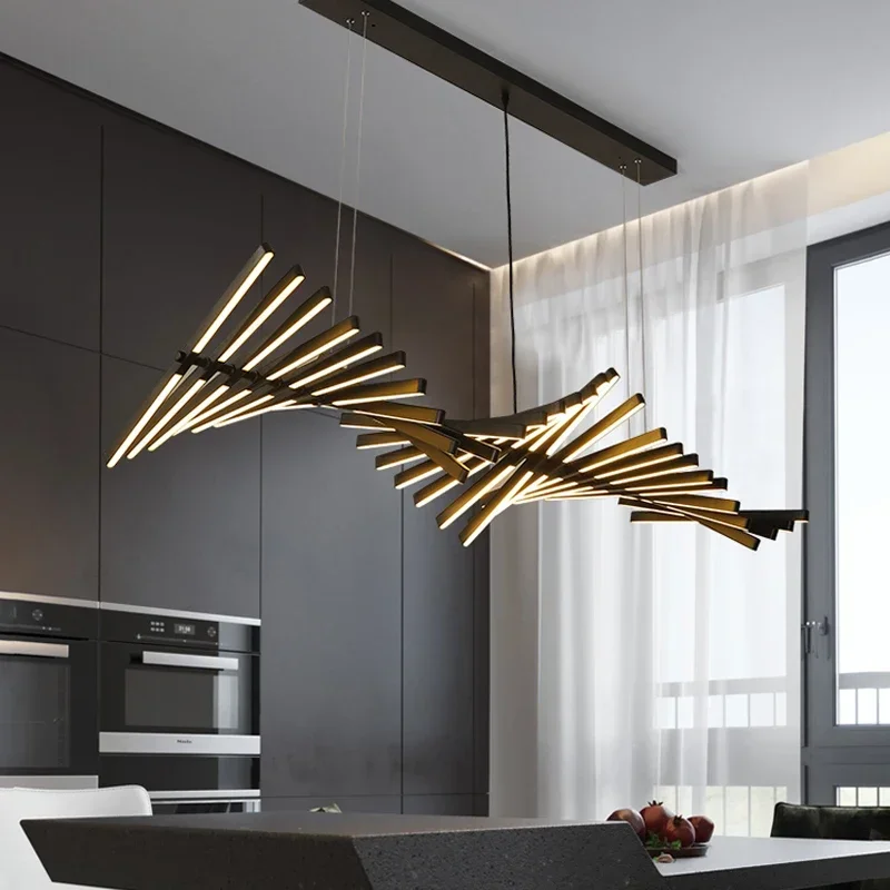 

Скандинавский минималистичный светодиодный подвесной светильник «рыбья кость», лампа для гостиной, столовой, дома, ресторана, бара, лофта, лестницы