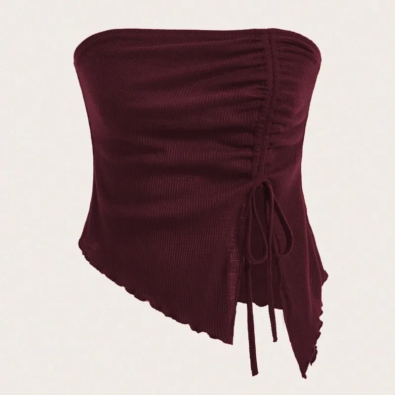 Women's Summer Drawstring Split Irregular Top Sleeveless Off the Shoulder Wrapped Chest Vest Casual Side Lace Folded Vest YSQ03
Women's Summer Drawstring Split Irregular Top Sleeveless Off the Shoulder Wrapped Chest Vest Casual Side Lace Folded Vest YSQ03