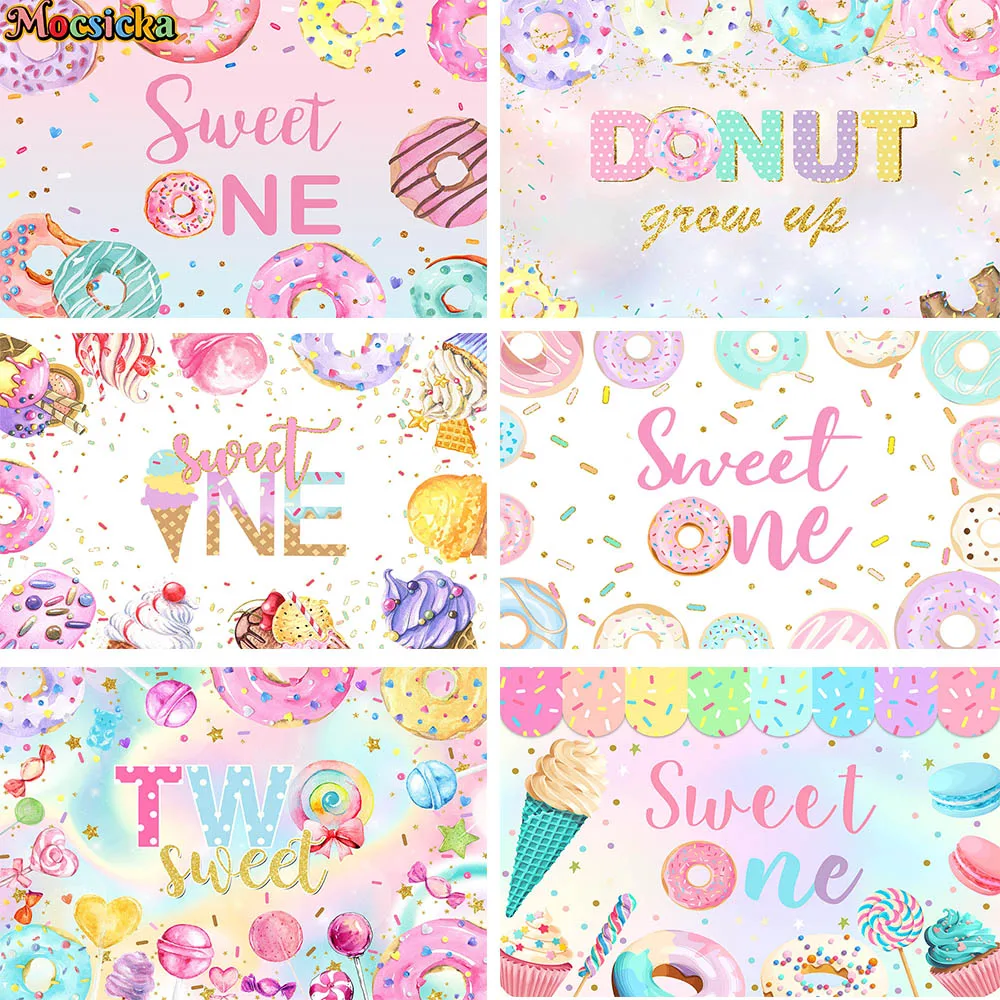 

Two Sweet Donut Grow Up Girls 1st Birthday Party Background Candy Dessert Cake Table Decor Backdrop Prop Kid Newborn Baby Shower